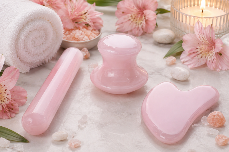 Set de herramientas de masaje de jade rosa