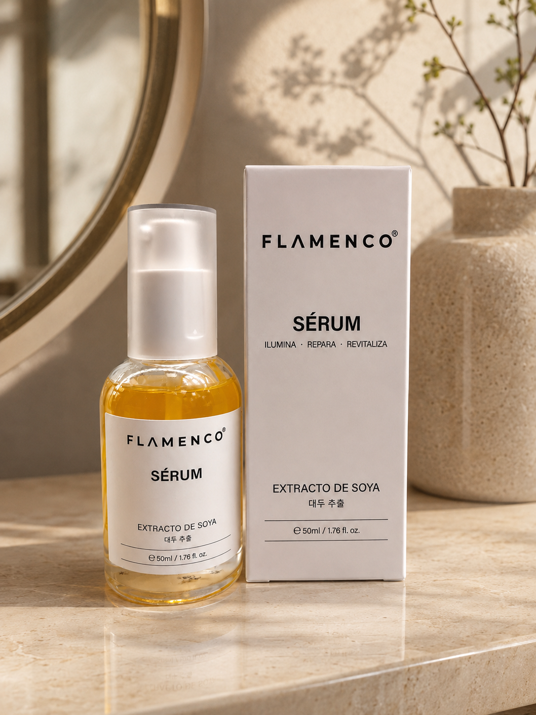 Serum facial con extracto de soya